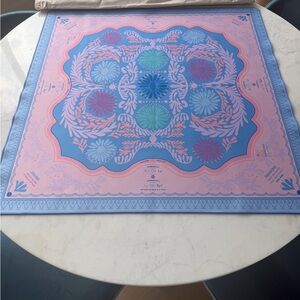 Floral Pattern Square Scarf in Pink & Blue